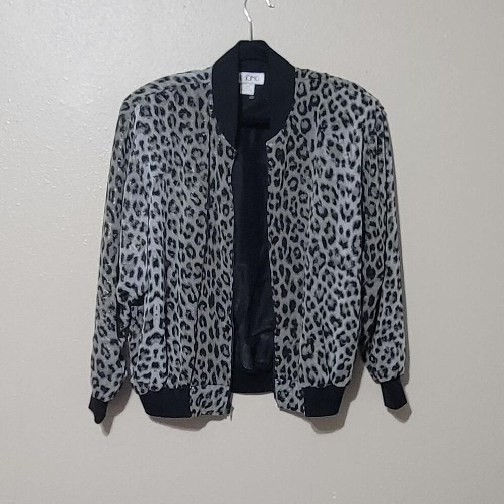 Vintage The Icing Leopard Print Glitter Bomber Jacket – Size 1 (Fits L/XL)